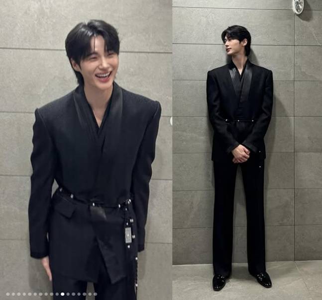 슈트 차림의 변우석은 늘씬함 그 자체. 평소 유산소 운동으로 체지방을 관리한다. 사진=변우석 SNS