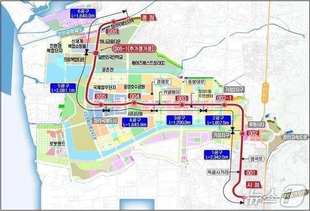 서울 7호선 청라 연장선 노선도 (인천시 제공.재판매 및 DB금지)