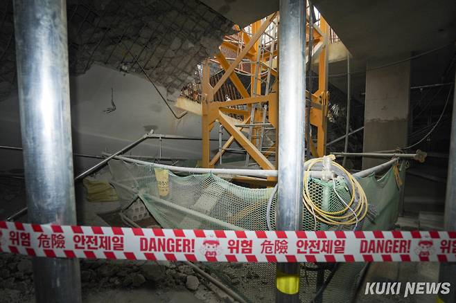 지난 2023년 4월29일 인천 검단신도시 지하주차장이 붕괴된 모습. 쿠키뉴스 자료사진