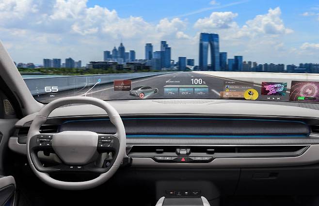 홀로그래픽 HUD 사용 예시 (사진=현대모비스)