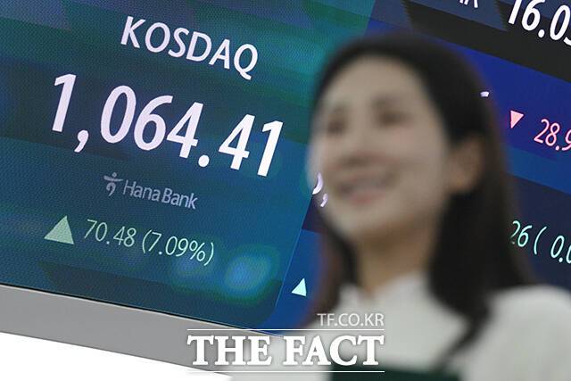 코스닥 지수가 '천스닥(코스닥 지수 1000포인트)' 고지를 넘어 랠리를 이어가면서 코스닥의 구조적 디스카운트를 해소해야 한다는 목소리도 높아지고 있다. 26일 오후 서울 중구 하나은행 본점 딜링룸에 코스피와 코스닥 종가 지수가 표시되고 있다. /서예원 기자