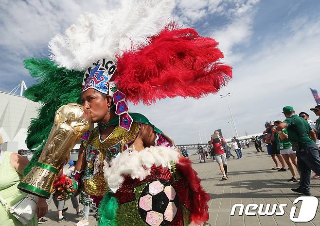 멕시코를 응원하는 축구 팬들 2018.6.23/뉴스1 ⓒ News1 오대일 기자