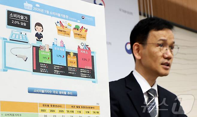 이두원 국가데이터처 경제동향통계심의관이 3일 세종시 정부세종청사에서 2026년 1월 소비자물가동향을 발표하고 있다. 2026.2.3/뉴스1 ⓒ News1 김기남 기자