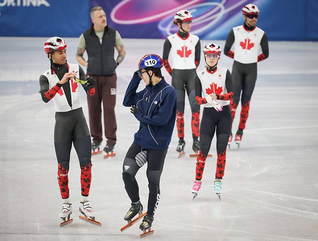 밀라노에서 훈련하는 캐나다 쇼트트랙 대표팀. 연합뉴스
