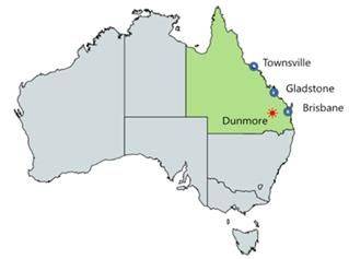 삼성물산이 매각한 호주 퀸즐랜드 던모어 사업장 위치(붉은색)ⓒ삼성물산
