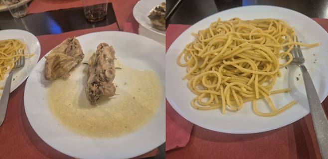 여기어때투어 고객 후기에 올린 ‘프리미엄 서유럽 4국 10일’ 상품 중 식사 일부. 사진=독자 제공