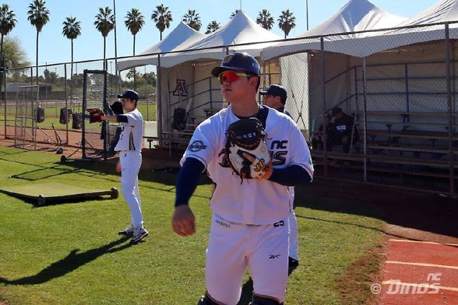 미국 애리조나주 투손에서 훈련 중인 NC다이노스 포수 김형준. 사진=NC다이노스