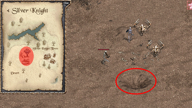 ▲ 사막 오아시스에 도착해서 좌측으로 쭉 가면 나오는 '개미굴'의 입구가 나온다.