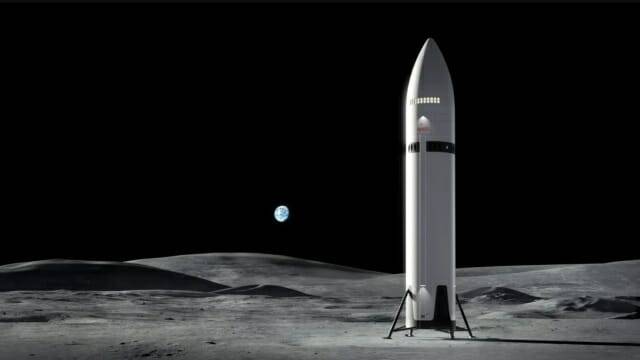 NASA와 스페이스X가 향후 아르테미스 3호 유인 달탐사 임무에서 스타십 우주선이 어떻게 활용될 지를 보여주는 이미지 (사진=스페이스X)