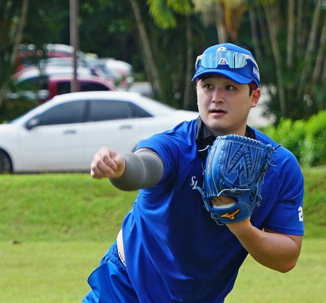 훈련하고 있는 최원태. /사진=삼성 라이온즈