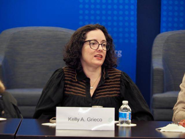 미국 싱크탱크 스팀슨센터의 켈리 그리코 선임연구원이 9일 미 워싱턴 스팀슨센터에서 열린 한국 특파원단 간담회에 참석해 발언하고 있다. 워싱턴 특파원단 공동 취재