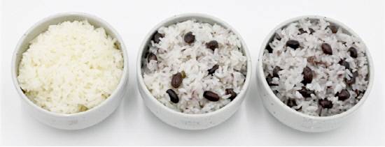 백미(맨왼쪽)와 '보담' 10%(가운데), 20% 혼반(오른쪽)된 모습.사진=농촌진흥청