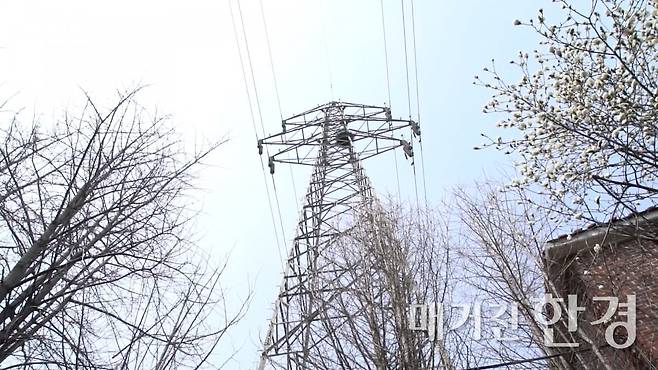 고압 송전탑 모습