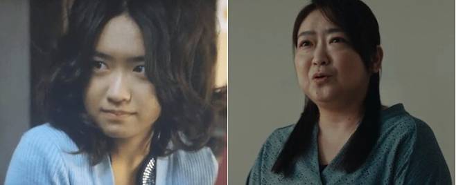 '아기 같은 동안' 이케와키 치즈루(1981년생) 짧고 후퇴한 턱으로 귀여운 인상이지만, 최근 하관에서 노화가 비교적 빨리 나타난 모습을 보인다. 사진=영화 '조제 호랑이 그리고 물고기'와 '그 여자, 지르바' 영상 캡처