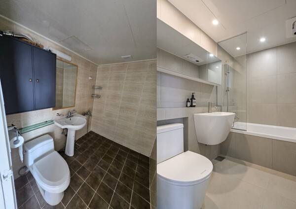 욕실 시공 전과 후 모습. / 사진-디자인더라움 제공