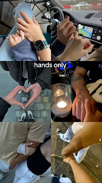 ‘소프트 론칭’(연애를 은근히 티내기) 중 손만 보이기(hands only) 예시를 보여주는 이미지. 틱톡 화면 갈무리