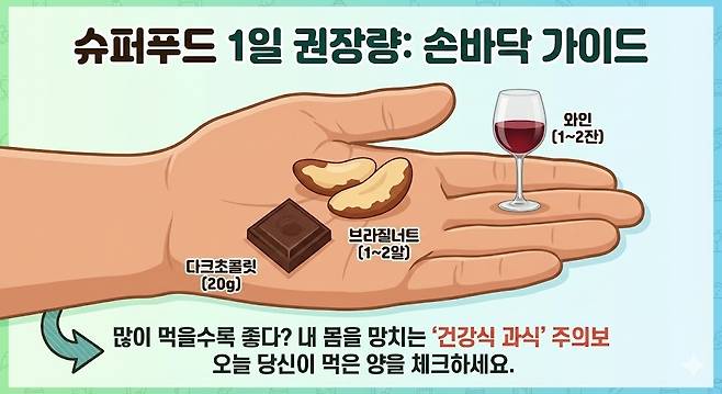 슈퍼푸드 1일 권장량. 제미나이 생성 그래픽