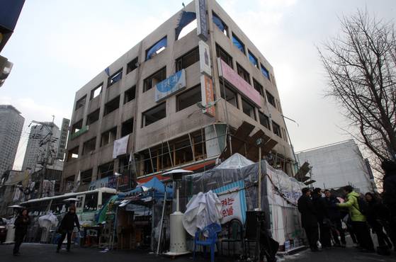 용산 참사 현장의 참혹한 모습. 중앙포토