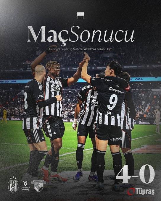 오현규(9번)가 23일(한국시간) 튀르키예 이스탄불의 튀프라쉬 스타디움에서 열린 2025~2026시즌 튀르키예 쉬페르리그 23라운드 홈 경기에서 괴즈테페를 상대로 골을 넣고 세리머니하고 있다. /사진=베식타시 공식 사회관계망서비스(SNS)