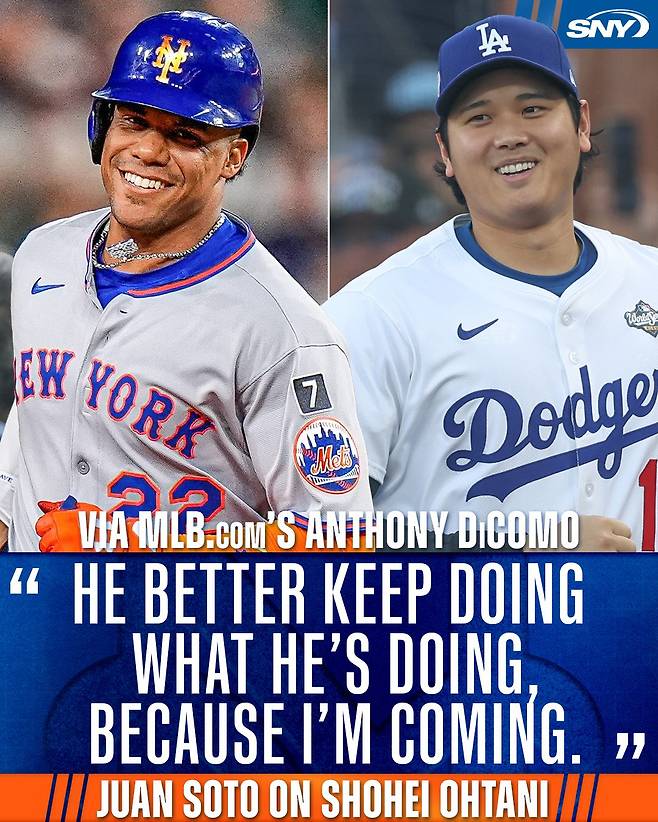 오타니 쇼헤이(오른쪽)와 후안 소토. 사진 SNY 메츠