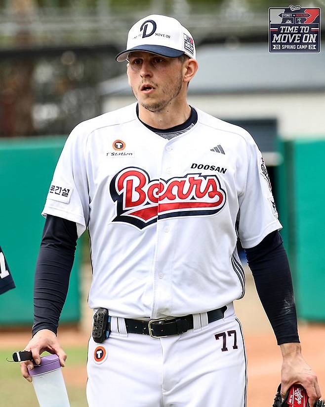 ▲ 스프링캠프 첫 실전 등판에서 2이닝 3실점으로 다소 고전한 크리스 플렉센 ⓒ두산베어스