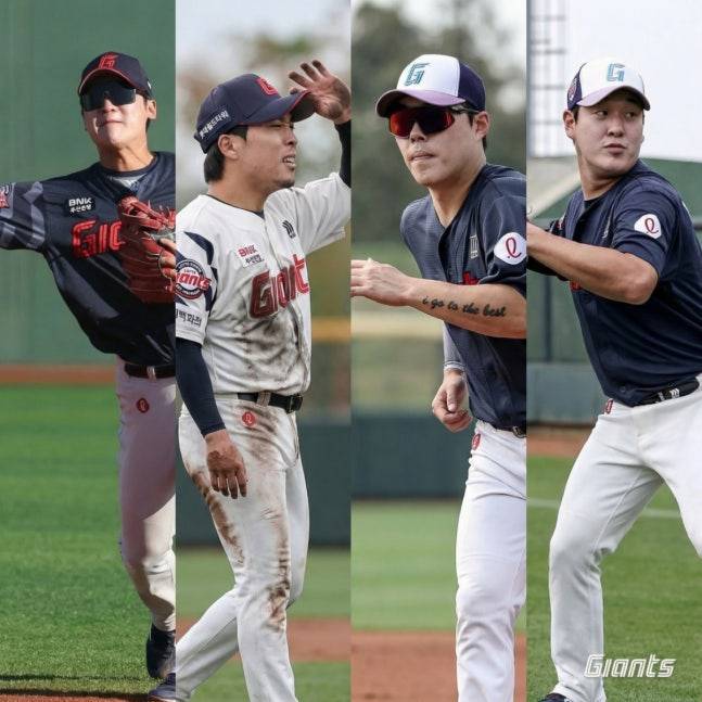 (왼쪽부터) 롯데 자이언츠 김세민, 김동혁, 고승민, 나승엽. /사진=롯데 자이언츠 제공(인공지능 AI 활용 합성)