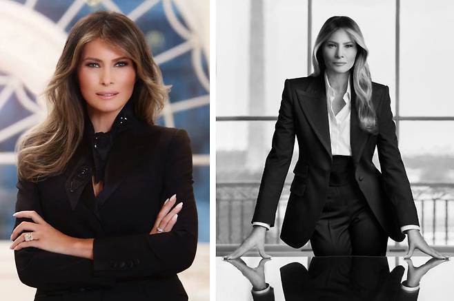 트럼프 1기 멜라니아 초상사진(왼쪽)과 2기 초상사진. 백악관