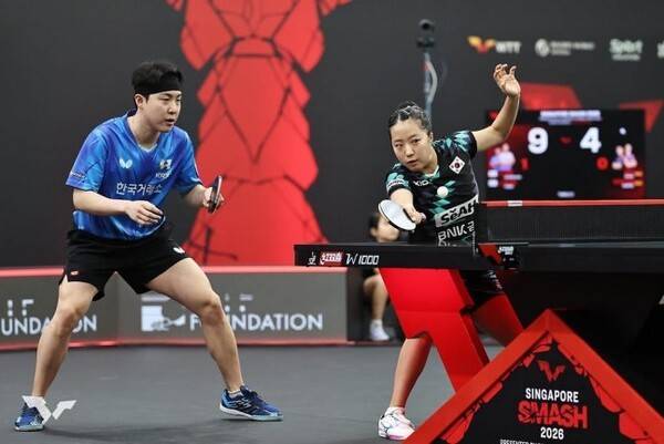WTT 싱가포르 스매시 혼합복식에 나선 임종훈과 신유빈. /사진=WTT 인스타그램 캡처