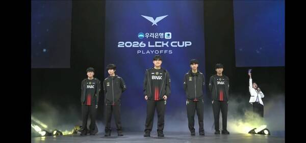 28일 홍콩 카이탁 아레나에서 열린 '2026 LCK컵' 대회 최종 결승 진출전 1세트에서 NK 피어엑스가 디플러스 기아를 압도하며 1승을 먼저 선취했다.(BNK 피어엑스 & DK =1:0). /사진=네이버 치지직 라이브영상 캡처
