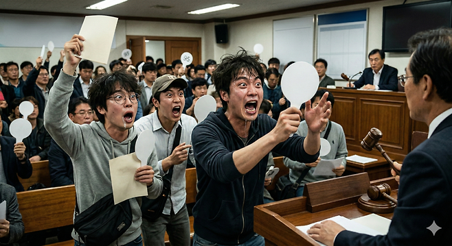 군중 심리에 휩쓸린 무모한 베팅은 파산을 부르는 룰렛 게임과 같다. 막연한 호재나 시세표가 아닌, 철저한 권리 분석과 감당 가능한 현금 흐름만을 유일한 기준으로 삼아야 한다. 조바심을 버리고 냉철하게 자금을 통제하는 자만이 경매 시장의 진짜 승자가 될 수 있다. /구글 제미나이 나노바나나 제작 이미지