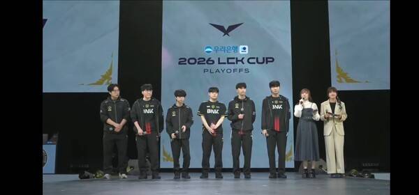 28일 홍콩 카이탁 아레나에서 열린 '2026 LCK컵' 대회 최종 결승 진출전 3세트에서 BNK 피어엑스가 디플러스 기아를 3대 0으로 완파했다. (BNK 피어엑스 & DK =3:0). /사진=네이버 치지직 라이브영상 캡처