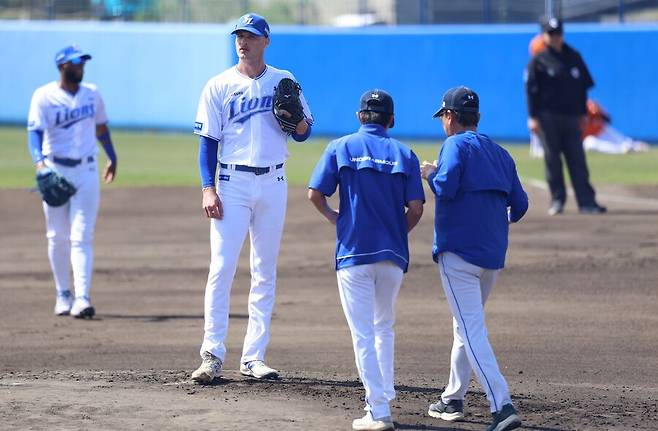 ▲ 마운드에 서 있는 맷 매닝 ⓒ삼성 라이온즈