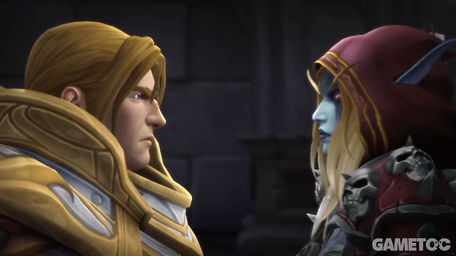 안두인 린의 평화 제의를 무시하고 전쟁을 선포한 실바나스 (사진=격전의 아제로스 시네마틱)