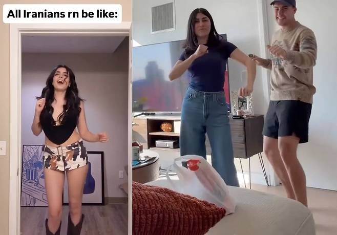 아야톨라 세예드 알리 하메네이 이란 최고 지도자가 사망 소식에 춤을 추며 환호하는 이란인들의 모습. /엑스(X‧옛 트위터)