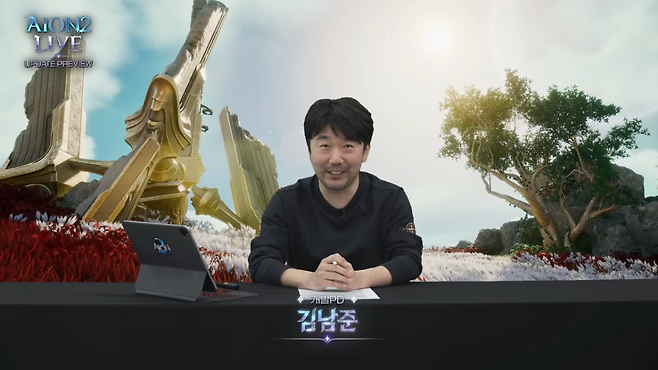 '아이온2' 김남준 개발PD가 4월까지 이어질 업데이트 내용을 발표했다.(사진=공식 유튜브).
