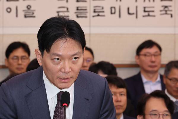 이화영 전 경기도 평화부지사의 대북 송금 사건을 수사했던 박상용 법무연수원 교수가 14일 서울 여의도 국회에서 열린 법무부 등에 대한 법제사법위원회 국정감사에서 국민의힘 주진우 의원 질의에 답하고 있다. 2025.10.14. 연합뉴스