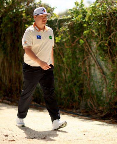 임성재가 아널드 파머 인비테이셔널을 앞두고 연습라운드를 하고 있다. 올랜도=AFP연합뉴스