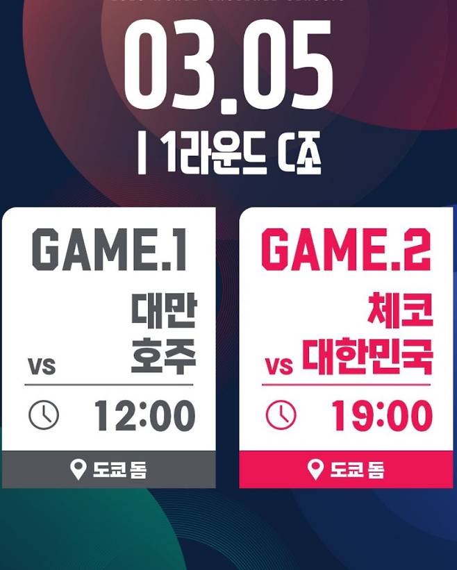 한국 대표팀 2026 WBC 본선 경기 중계 일정 : 한국 체코전 중계