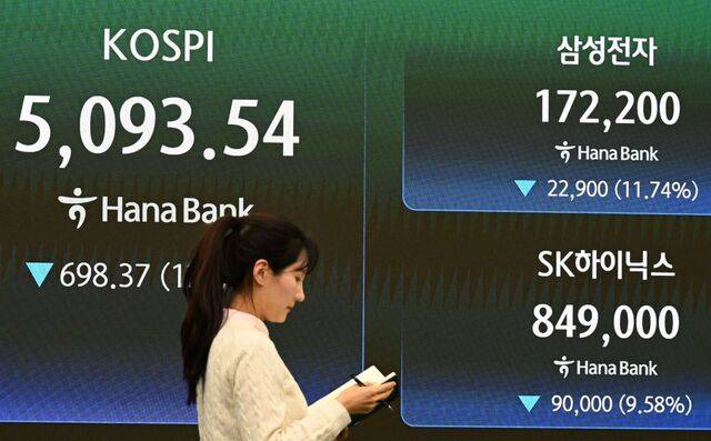 4일 오후 서울 중구 하나은행 딜링룸에 코스피, 코스닥 시세가 보이고 있다. 이한형 기자