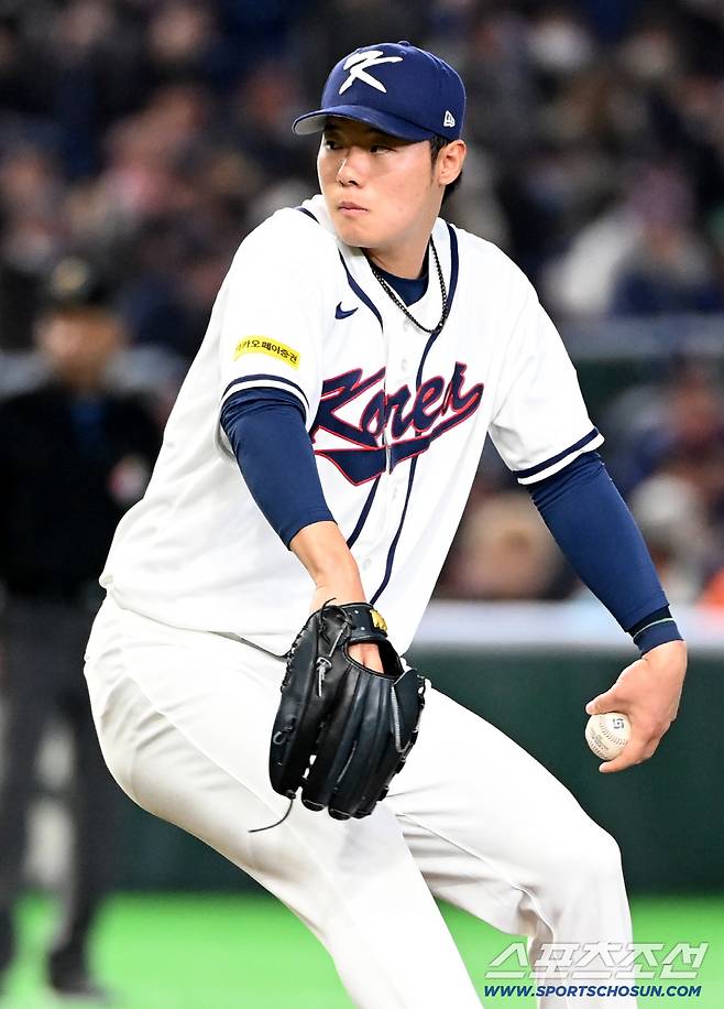 5일 일본 도쿄돔에서 열린 WBC(월드베이스볼클래식) 한국과 체코의 경기. 8회초 김영규가 역투하고 있다. 도쿄(일본)=허상욱 기자wook@sportschosun.com/2026.03.05/