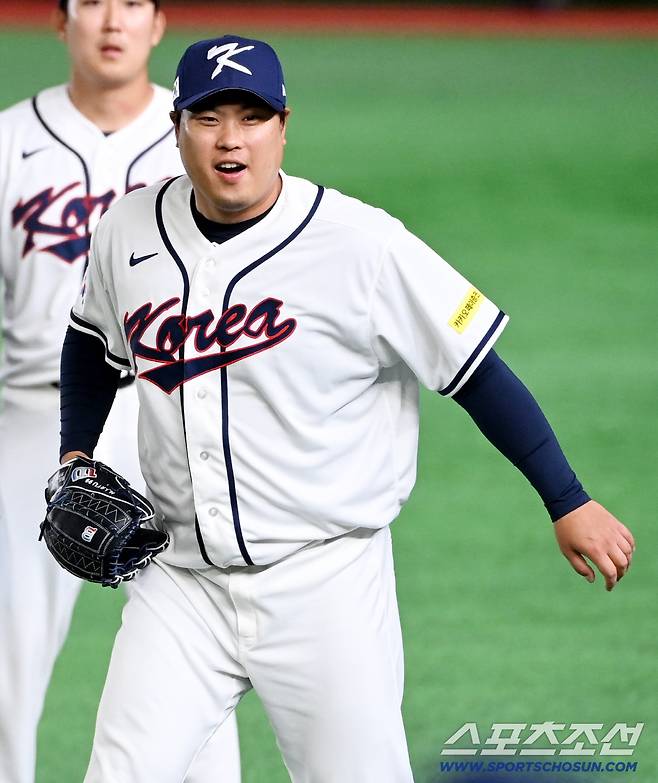 4일 일본 도쿄돔에서 열린 WBC(월드베이스볼클래식) 한국 대표팀의 공식훈련. 류현진이 수비훈련을 하고 있다. 도쿄(일본)=허상욱 기자wook@sportschosun.com/2026.03.04/