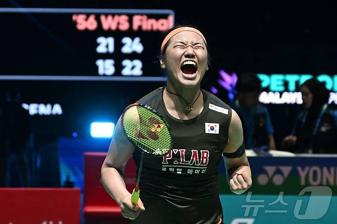 안세영이 전영오픈 결승에 올라 왕즈이를 상대로 2연패에 도전한다. ⓒ AFP=뉴스1