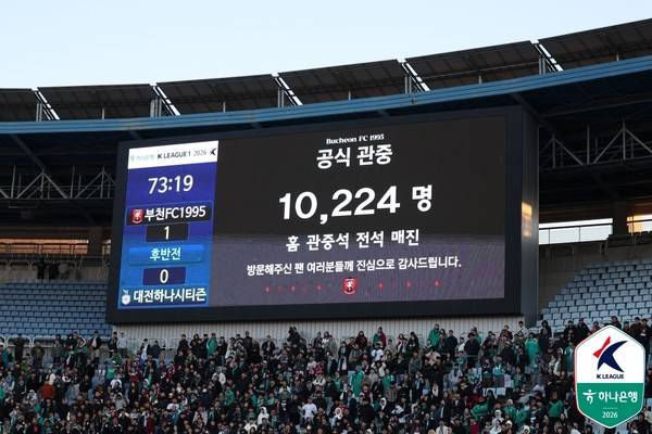 10,224명 부천 역대 최다 관중. 한국프로축구연맹 제공
