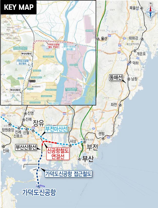 가덕도 신공항철도 연결선사업 개요 및 위치도. 제공/ 부산시