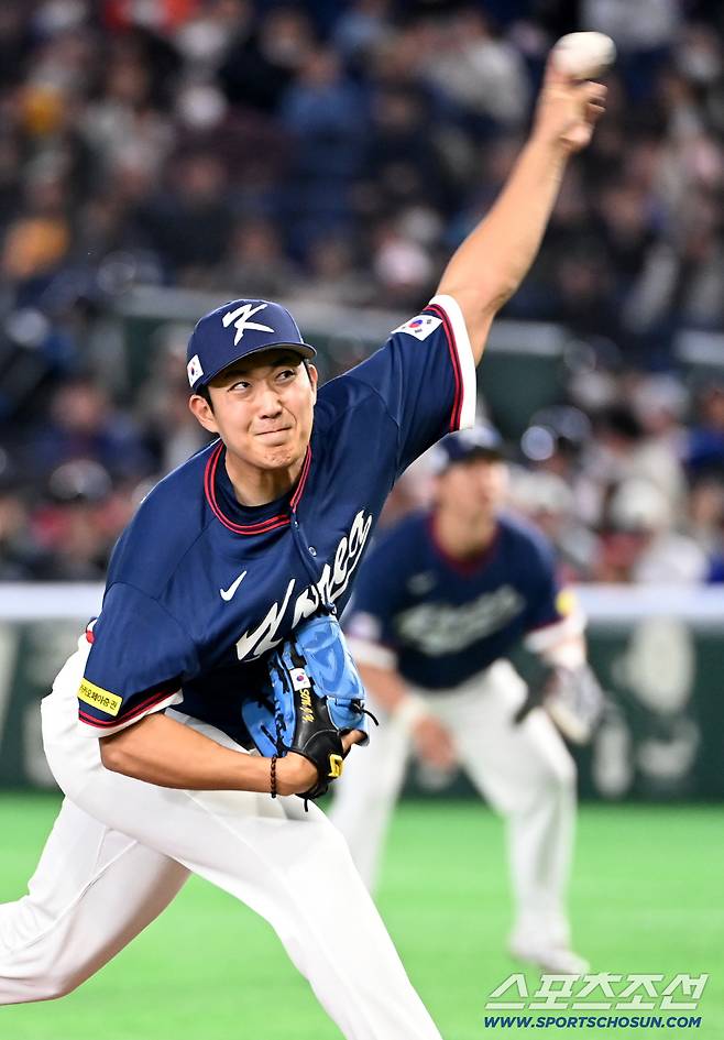 9일 일본 도쿄돔에서 열린 WBC(월드베이스볼클래식) 한국과 호주의 경기, 한국 선발투수 손주영이 역투하고 있다. 도쿄(일본)=허상욱 기자wook@sportschosun.com/2026.03.09/