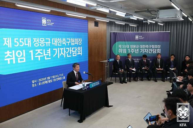 정몽규 대한축구협회장(가운데). /사진=대한축구협회 제공
