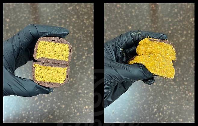 품질 불량·편차 논란이 있었던 몬트쿠키의 두바이 쫀득 쿠키 비교 사진. /몬트쿠키 인스타그램 캡처