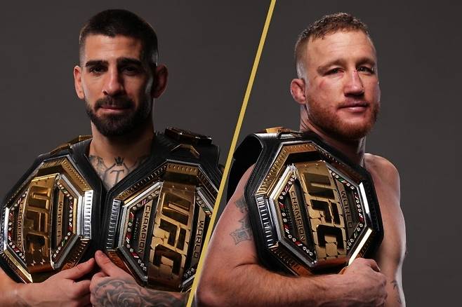 UFC 라이트급 선수 일리아 토푸리아와 저스틴 게이치. 사진=UFC