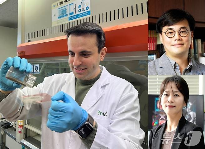 KAIST-ETRI 공동연구진. 굴 오스만 박사(왼쪽), 박인규 석좌교수(오른쪽 위), 김혜진 박사(KAIST 제공) /뉴스1
