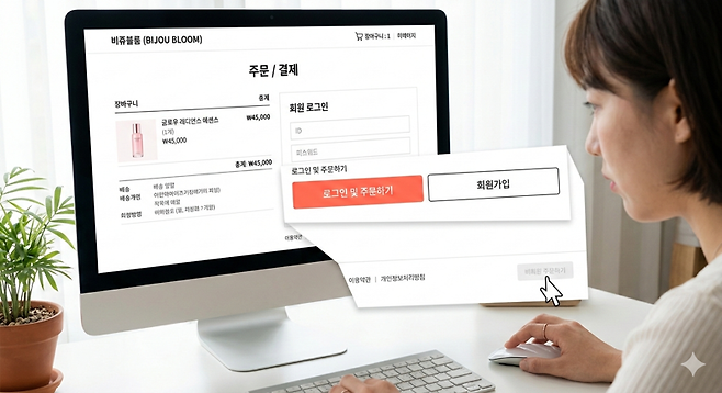 다크패턴의 한 유형인 '잘못된 계층구조' 사례를 생성형 인공지능(AI)를 활용해 제작한 이미지